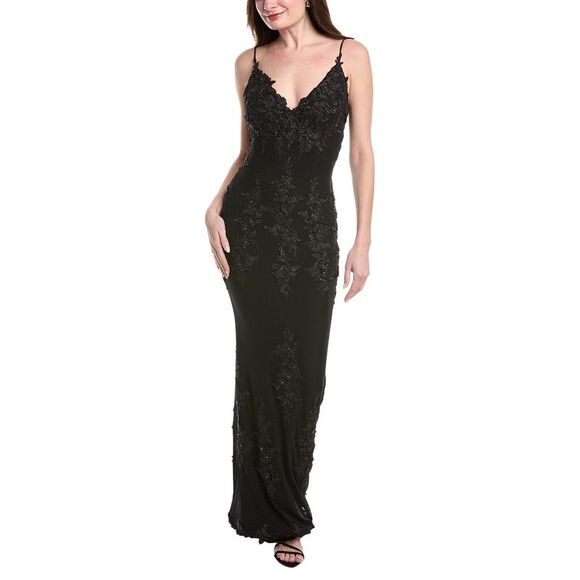 Issue New York WomensApplique Lace Tulle Gown